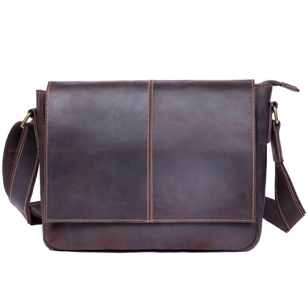 Vintage Messenger Bag i Ekte Skinn – Håndlaget Crazy Horse Skulderveske
