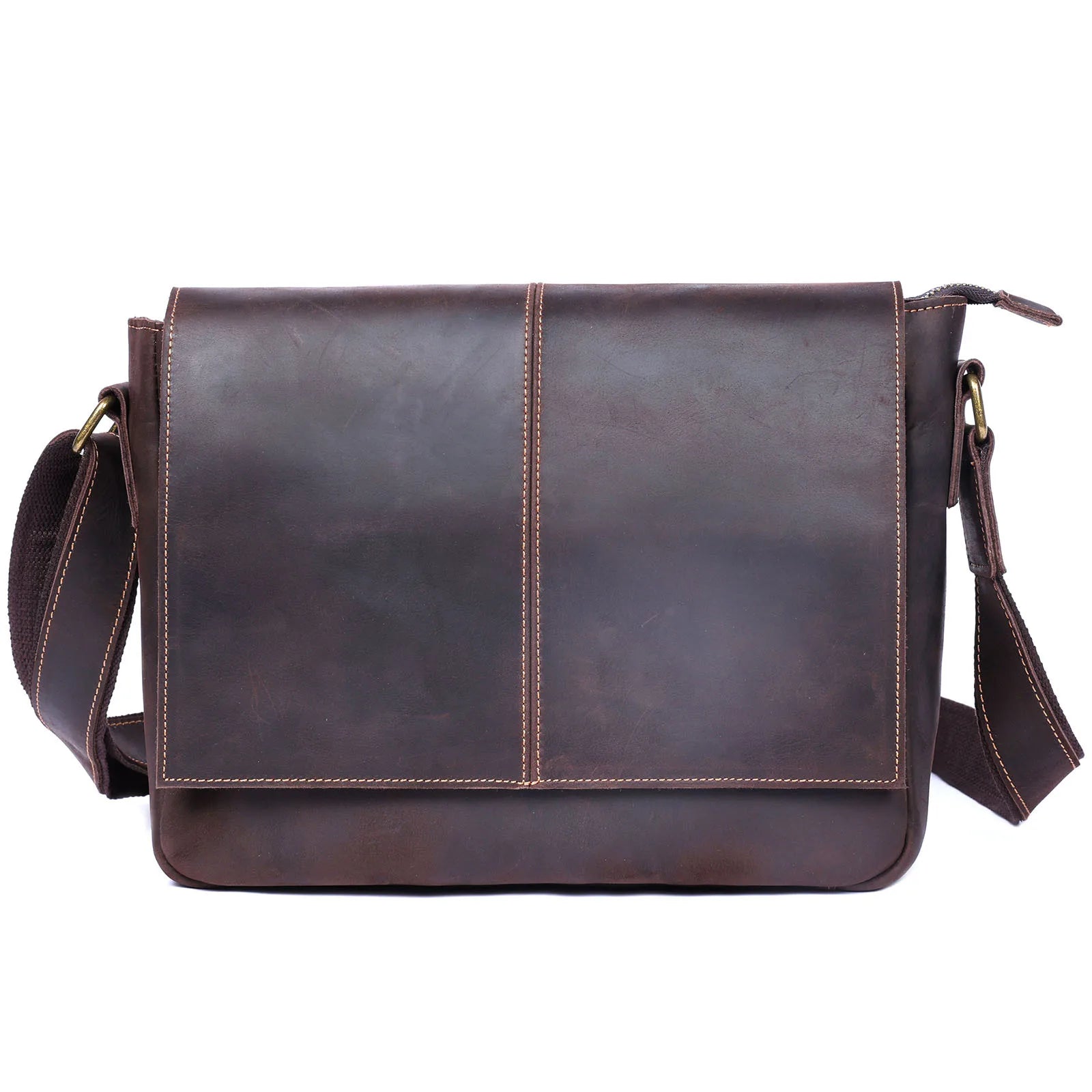 Vintage Messenger Bag i Ekte Skinn – Håndlaget Crazy Horse Skulderveske
