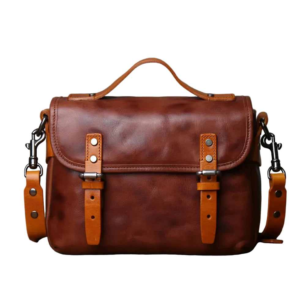 Vintage Crossbody Veske i Ekte Kuskinn til Herre – Casual Skulderveske for 10” iPad