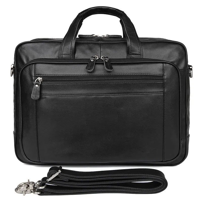 Skinn Dokumentveske til Herre – 17” Laptopveske i Crazy Horse Lær for Jobb og Business