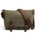 Retro Canvas Skulderveske for Menn – Crossbody Laptopveske med Skinndetaljer