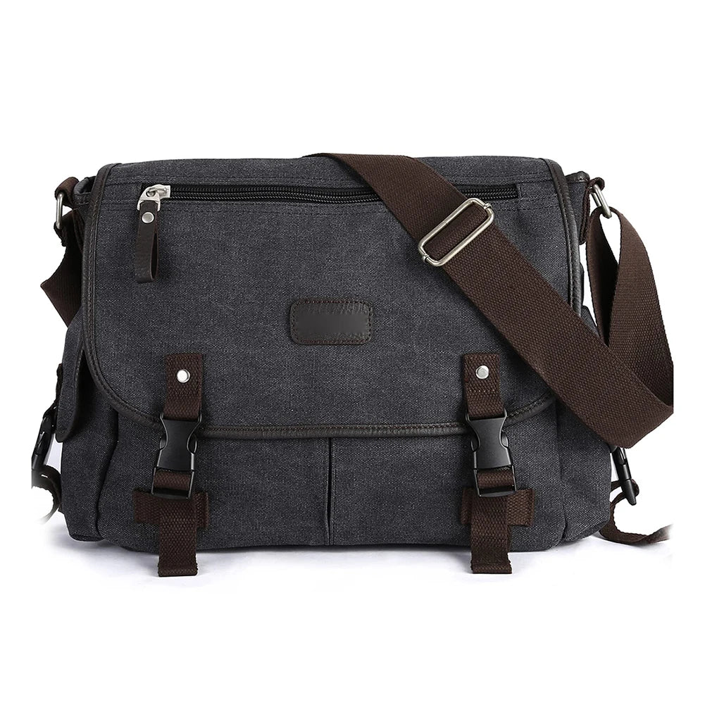 Canvas Messenger Veske for Herre – Skulderveske med Flere Oppbevaringslommer