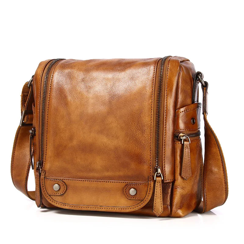 Vintage Skulderveske i Ekte Skinn – Crossbody Veske i Førstelags Kuskinn