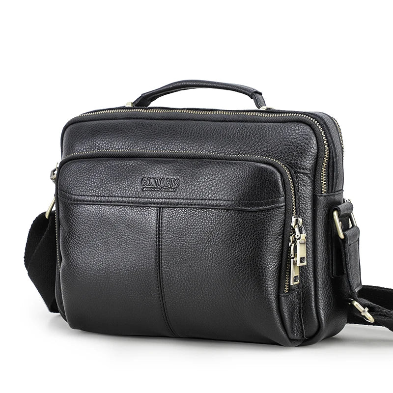 Vintage Messenger Bag i Crazy Horse Skinn – Stor Skulderveske for Menn