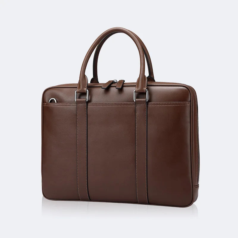 Skinn Messenger Bag til Herre – Stor Business Veske i Kuskinn