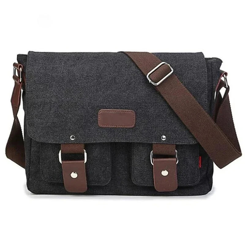Vintage Canvas Crossbody Veske – Klassisk Messenger Bag for Menn