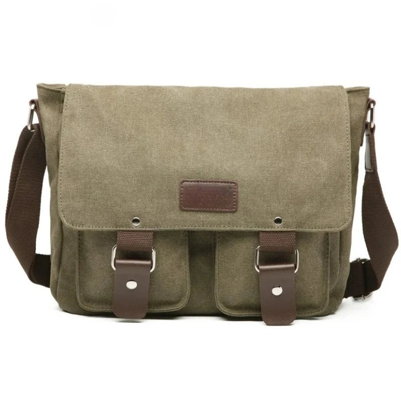 Vintage Canvas Crossbody Veske – Klassisk Messenger Bag for Menn