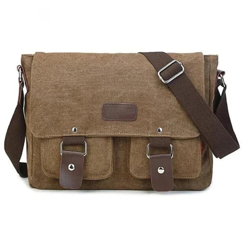 Vintage Canvas Crossbody Veske – Klassisk Messenger Bag for Menn