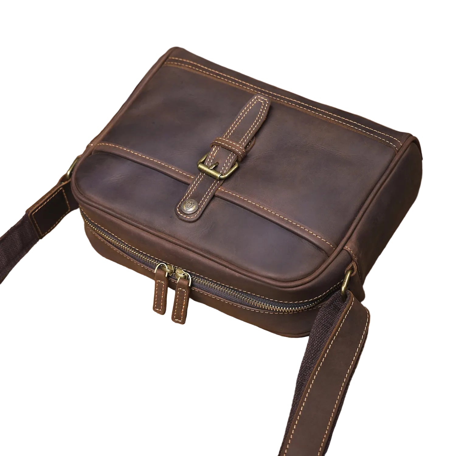 Skulderveske i Ekte Crazy Horse-skinn til Herre – Casual Crossbody Chest Bag