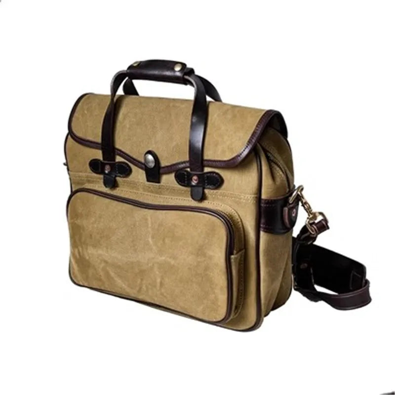 Canvas og Skinn Messenger Bag til Herre – Luksuriøs Skulderveske for Hverdag og Reise