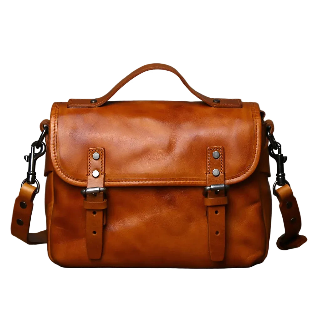 Vintage Crossbody Veske i Ekte Kuskinn til Herre – Casual Skulderveske for 10” iPad