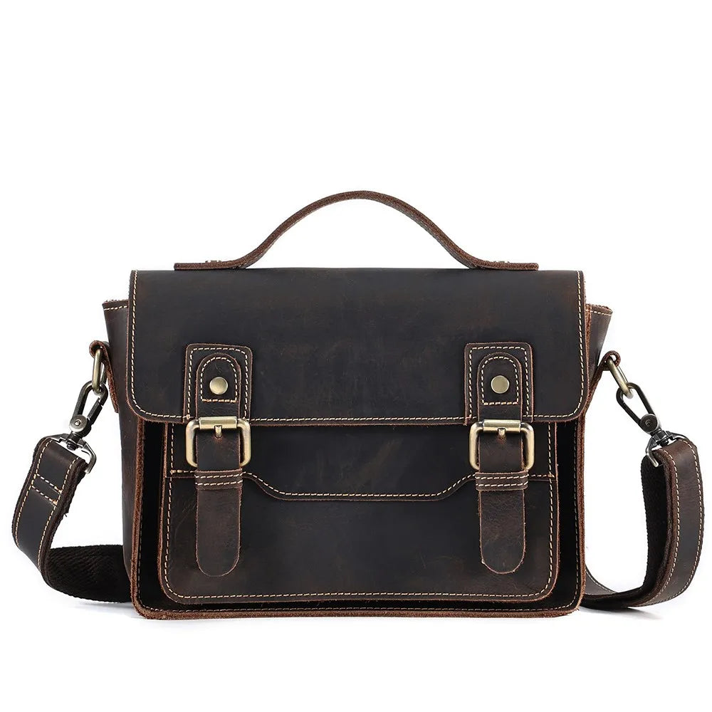 Vintage Skulderveske i Ekte Skinn – Unisex Messenger Bag for iPad 7,9"