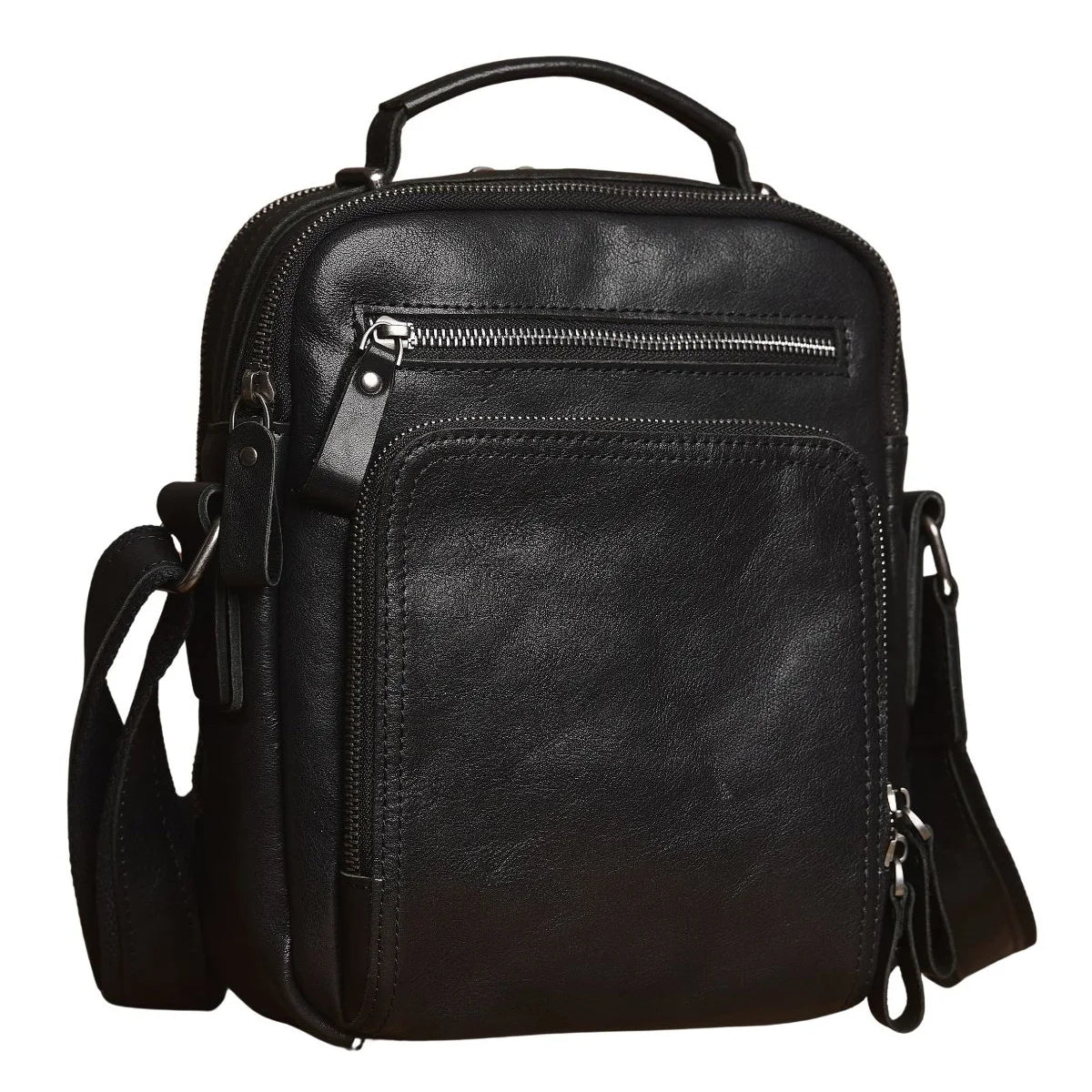 Retro Crossbody Veske i Ekte Skinn til Herre – Lett Messenger Bag for Hverdagsbruk