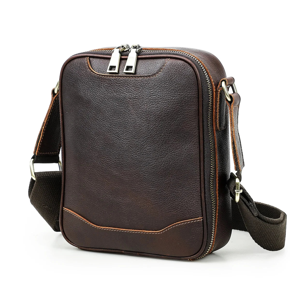 Liten Crossbody Veske i Ekte Skinn for Herre – Messenger Bag med Mobillomme