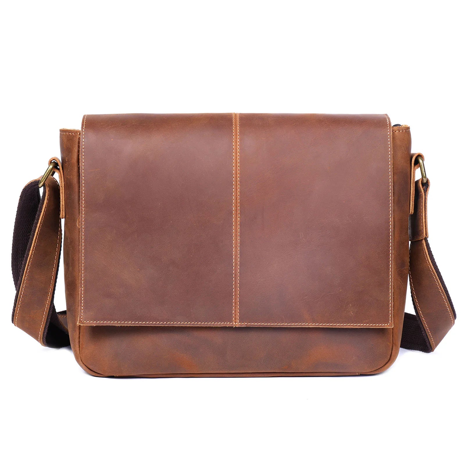 Vintage Messenger Bag i Ekte Skinn – Håndlaget Crazy Horse Skulderveske