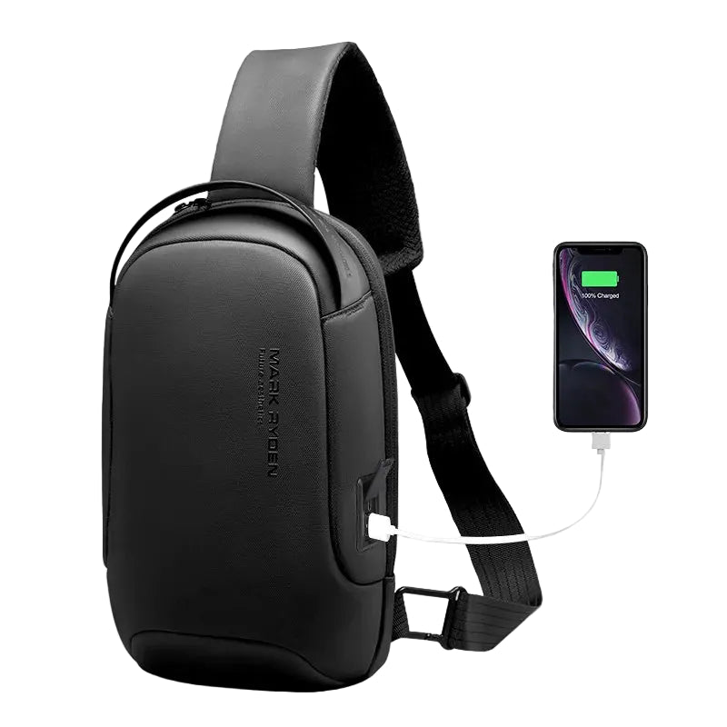 Tyverisikker Crossbody Bag til Herre – Vannavvisende Sling Bag med USB-lading