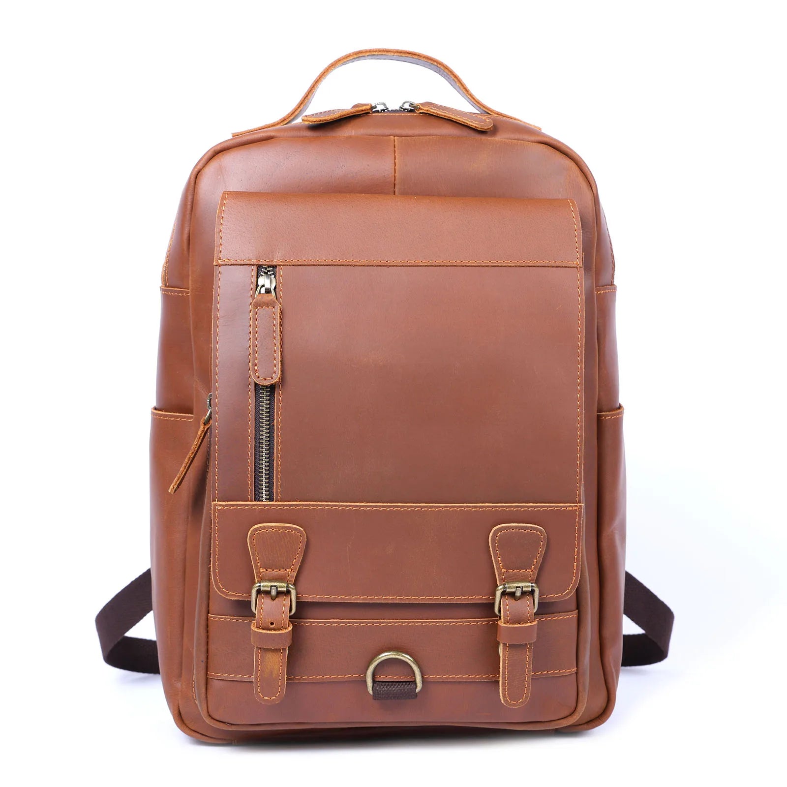 Vintage Skinnryggsekk i Crazy Horse-skinn – Laptop- og Reiseveske