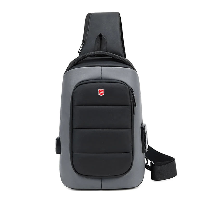 Tyverisikker Crossbody Bag til Herre – Vanntett Chest Bag med USB-lading