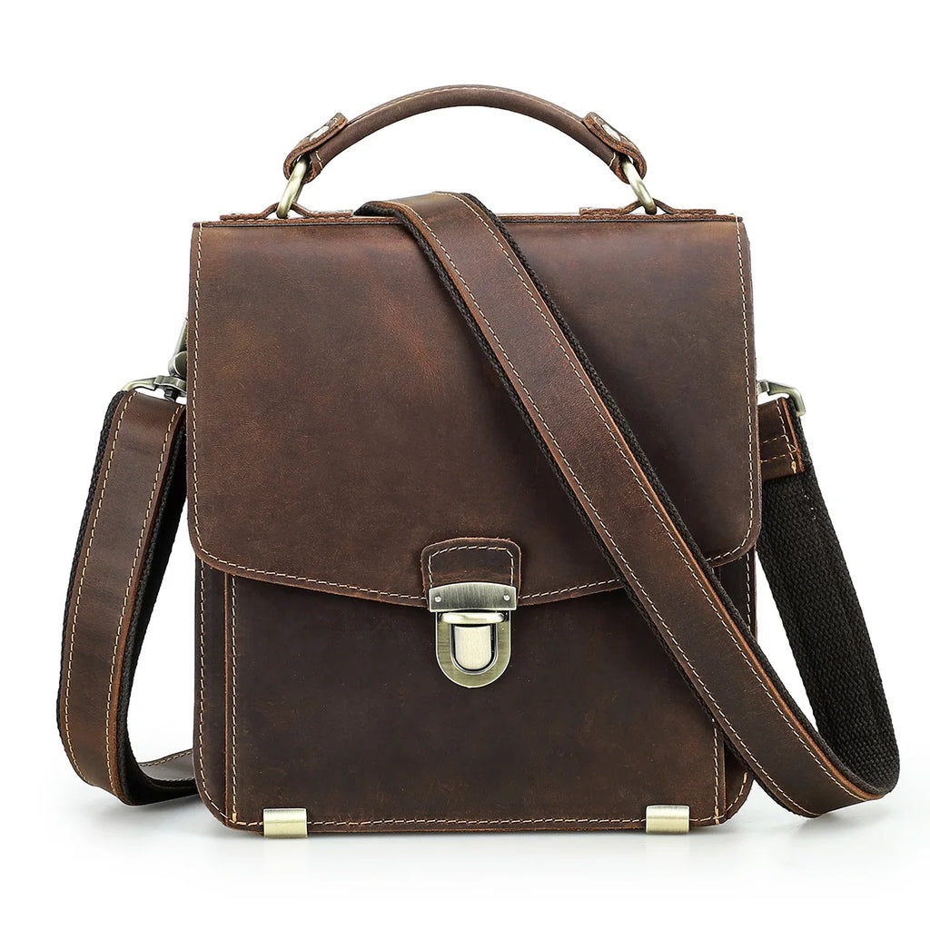 Crazy Horse Skulderveske i Ekte Skinn til Herre – Vintage Messenger Bag