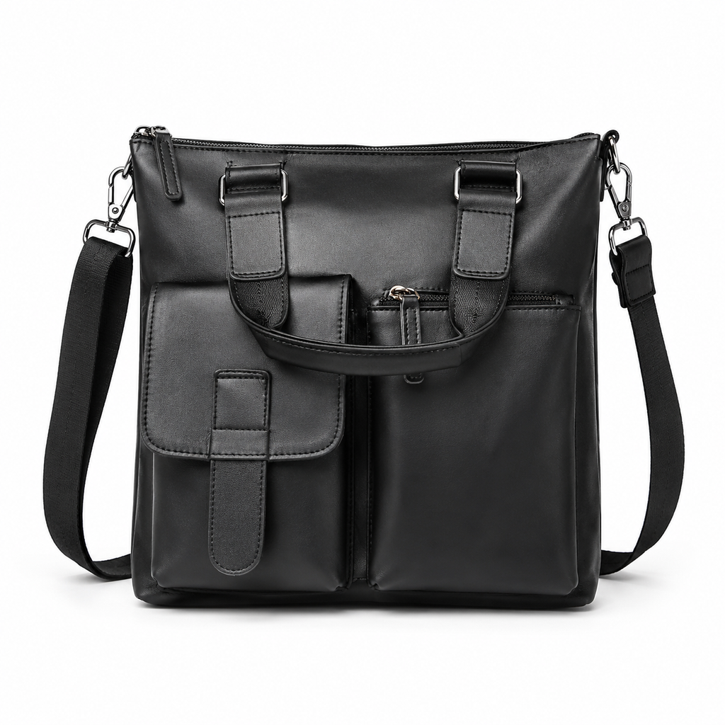 Retro Businessveske i Ekte Kuskinn for Herre – Vertikal Briefcase og Messengerbag