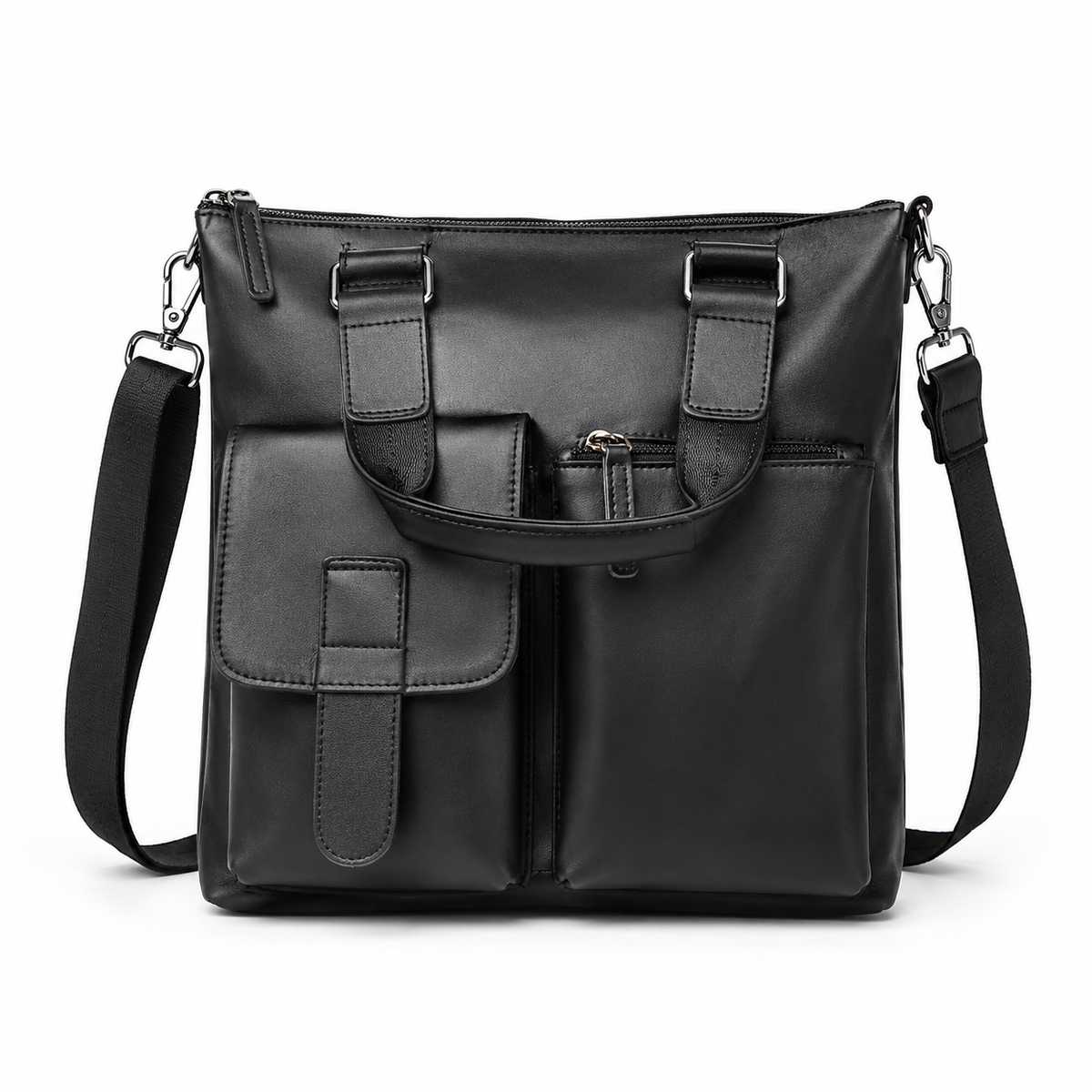 Retro Businessveske i Ekte Kuskinn for Herre – Vertikal Briefcase og Messengerbag