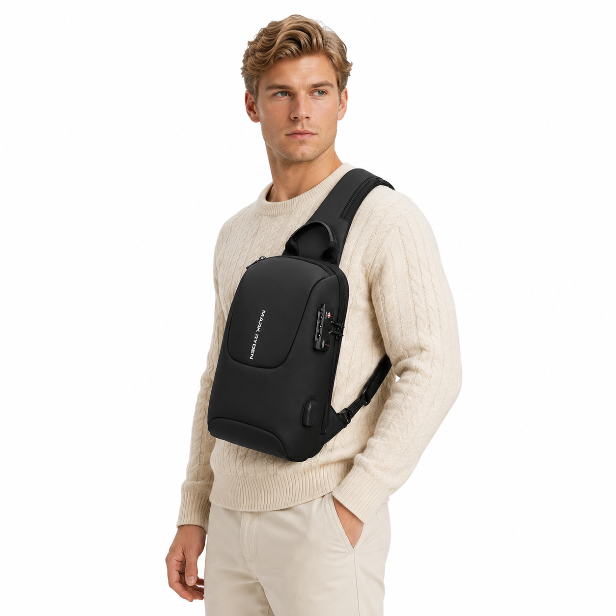 Tyverisikker Sling Bag til Herre – Vanntett Crossbody Veske med TSA-lås