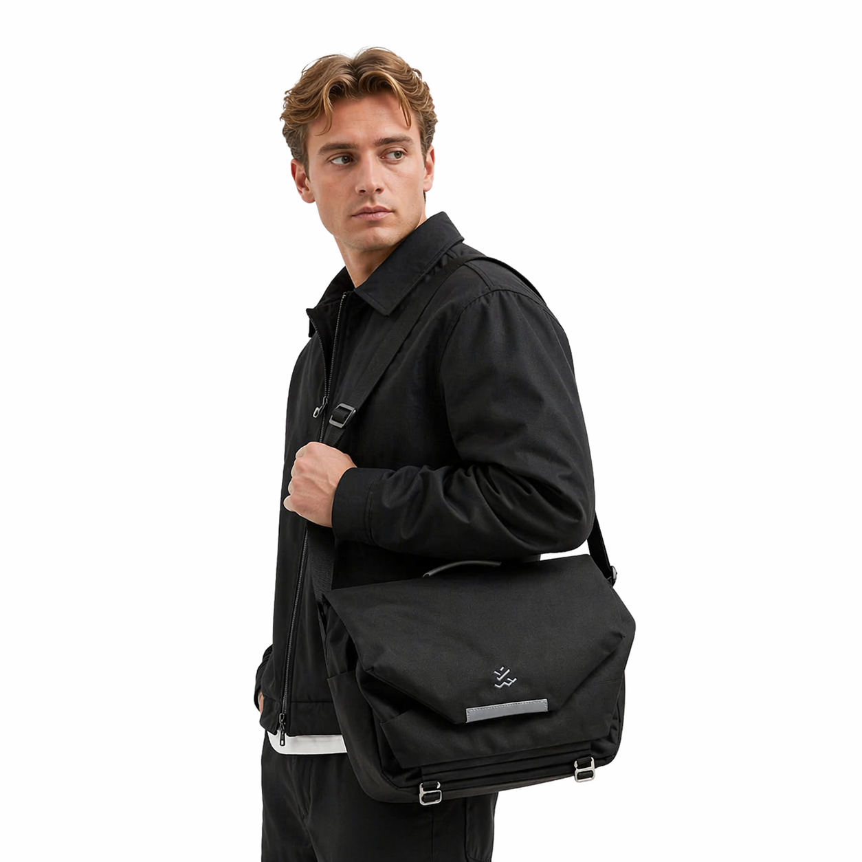 Stor Messenger Bag til Herre – Vanntett Laptopveske med Reflekterende Design