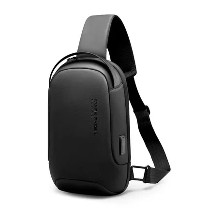 Tyverisikret Crossbody Veske med USB-Ladeport – Vannavvisende Brystveske for Herre