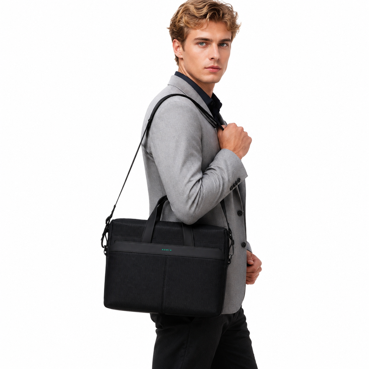 Laptopveske til Herre for 16" PC | Vanntett Dokumentveske med Skulderrem