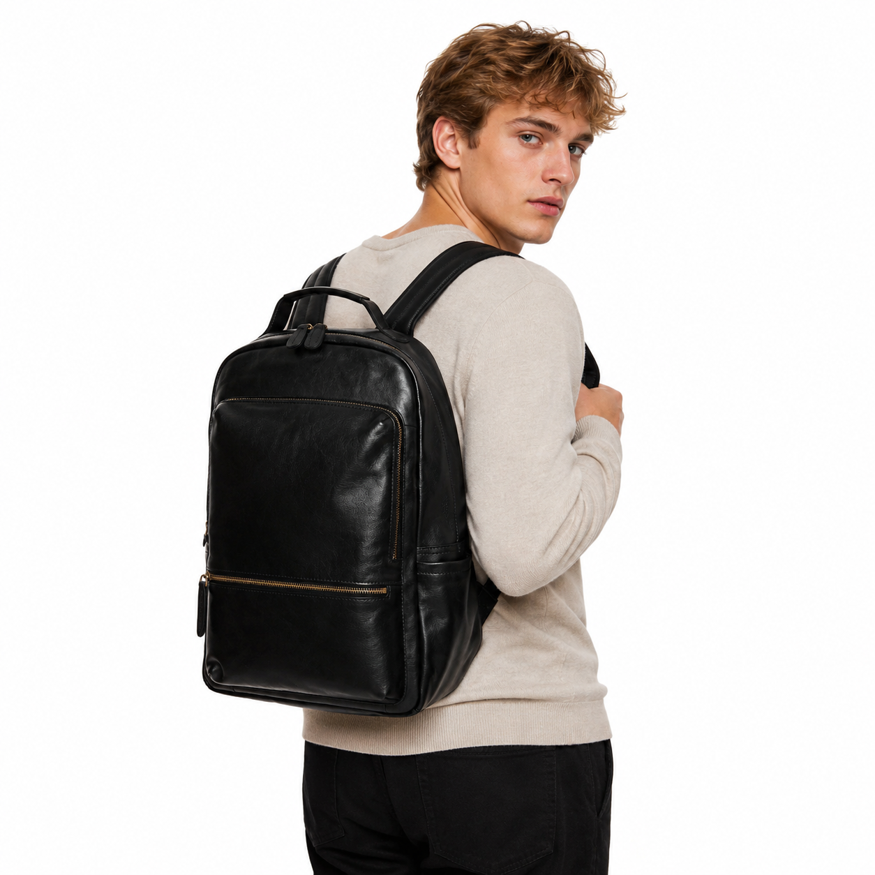 Vintage Ryggsekk i Ekte Skinn til Herre – Laptopsekk for Jobb, Reise og Outdoor