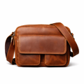 Retro Skulderveske i Skinn – Klassisk Messenger Bag med Plass til 9" Nettbrett