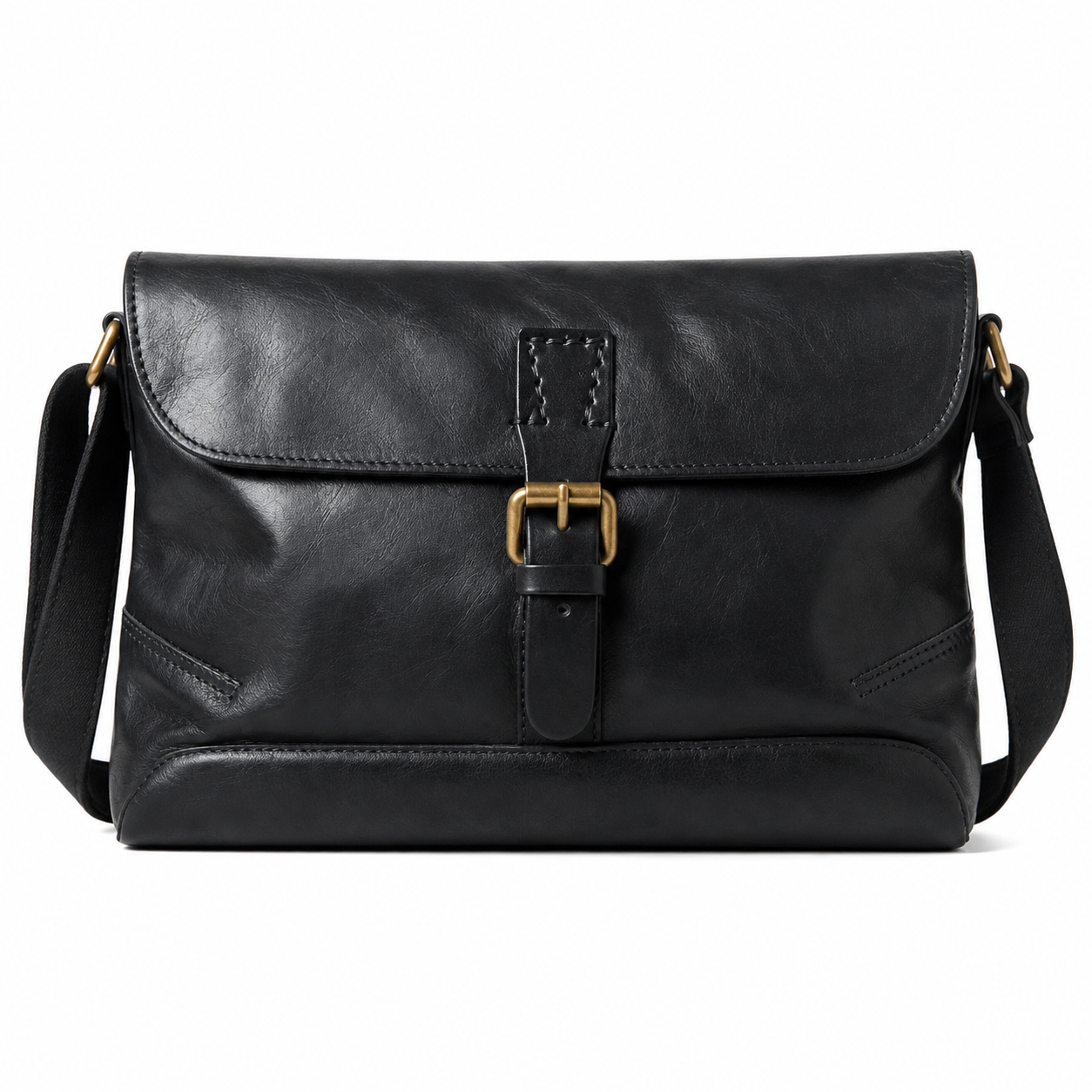 Skinn Messenger Bag til Herre – Vintage Crossbody med Bred Stropp