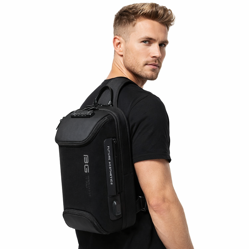 Multifunksjonell Crossbody Veske med USB – Tyverisikker Skulderveske for Reise