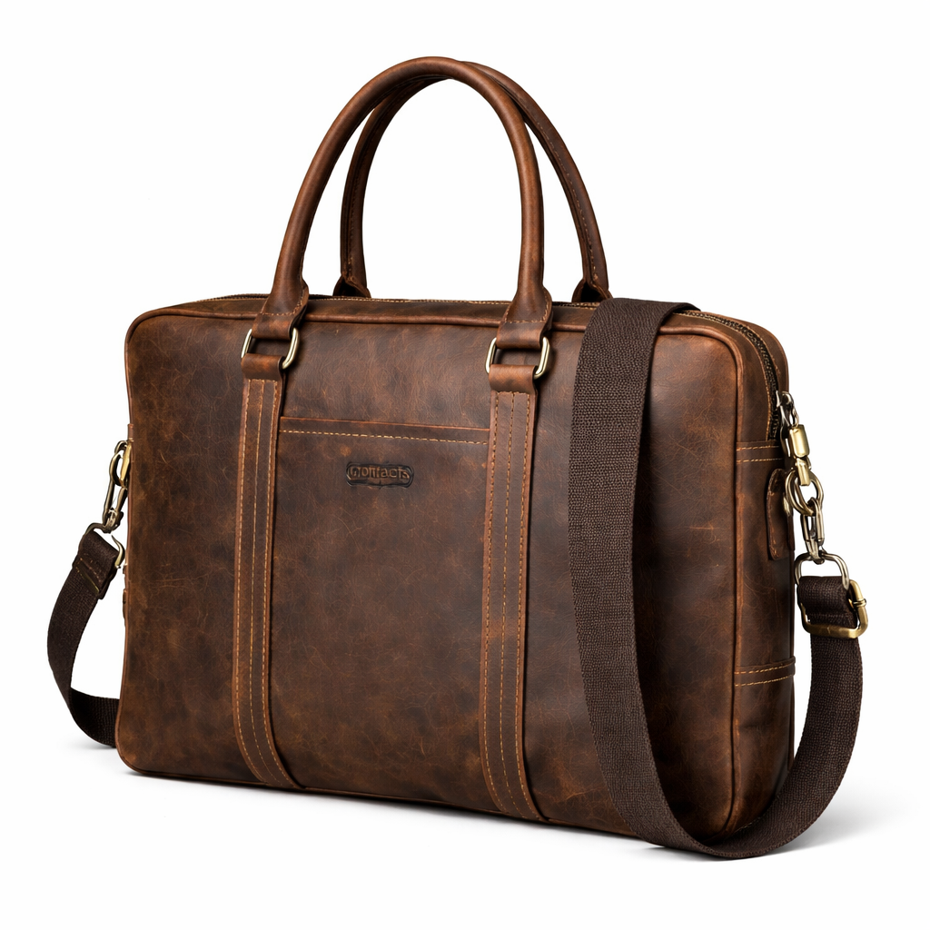 Vintage Businessveske i Ekte Skinn – Elegant Laptopveske for 13,3" MacBook