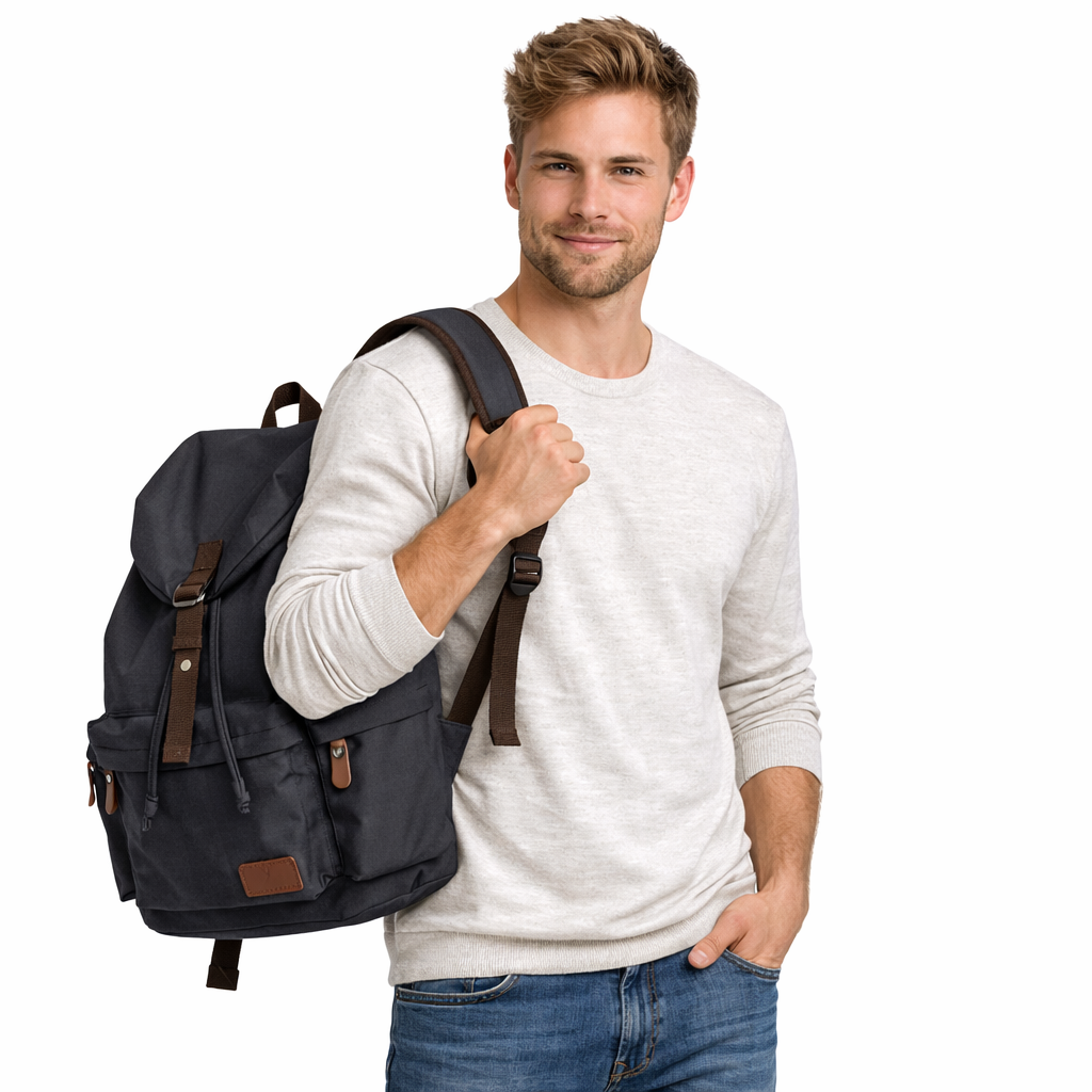 Vintage Canvas Ryggsekk – Slitesterk Laptopryggsekk 15,6" for Skole, Jobb og Reise