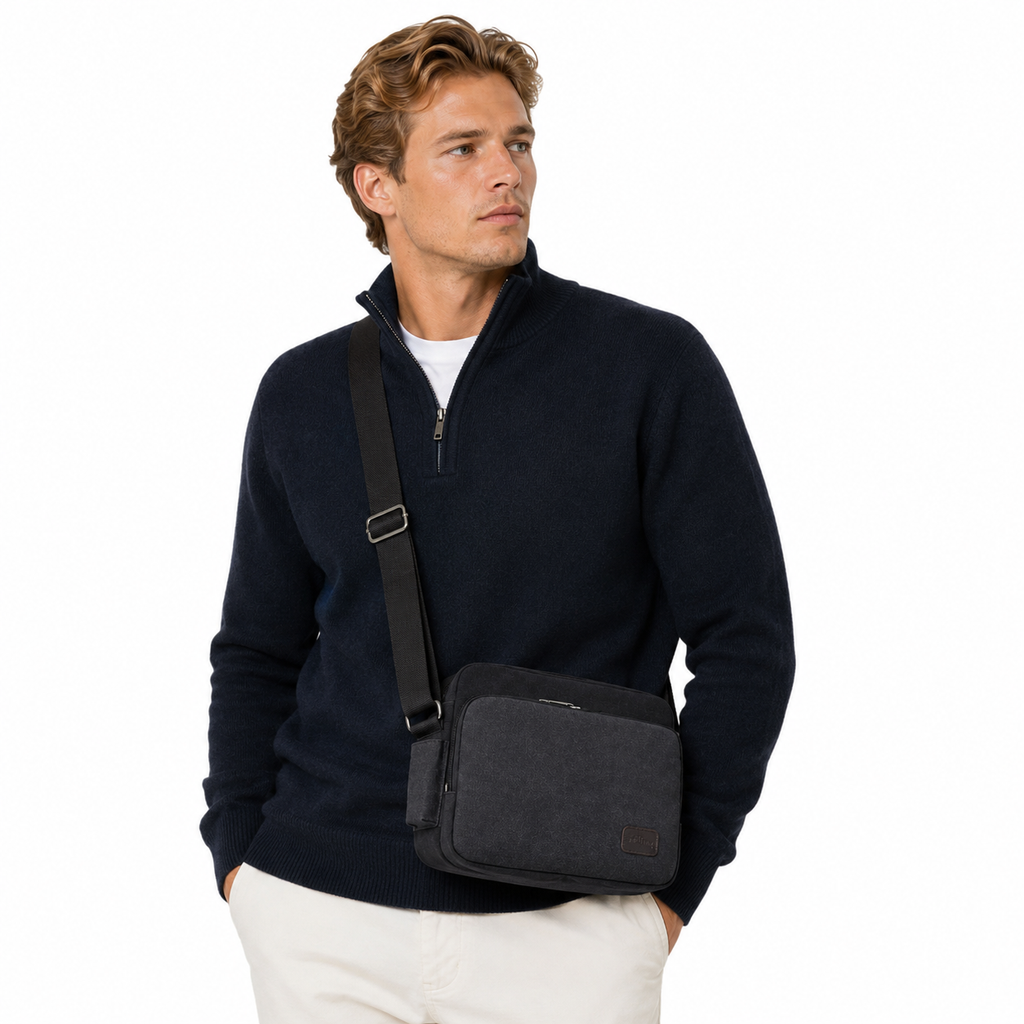 Multifunksjonell Canvas Messenger Bag til Herre – Vintage Crossbody Veske for Reise og Hverdag
