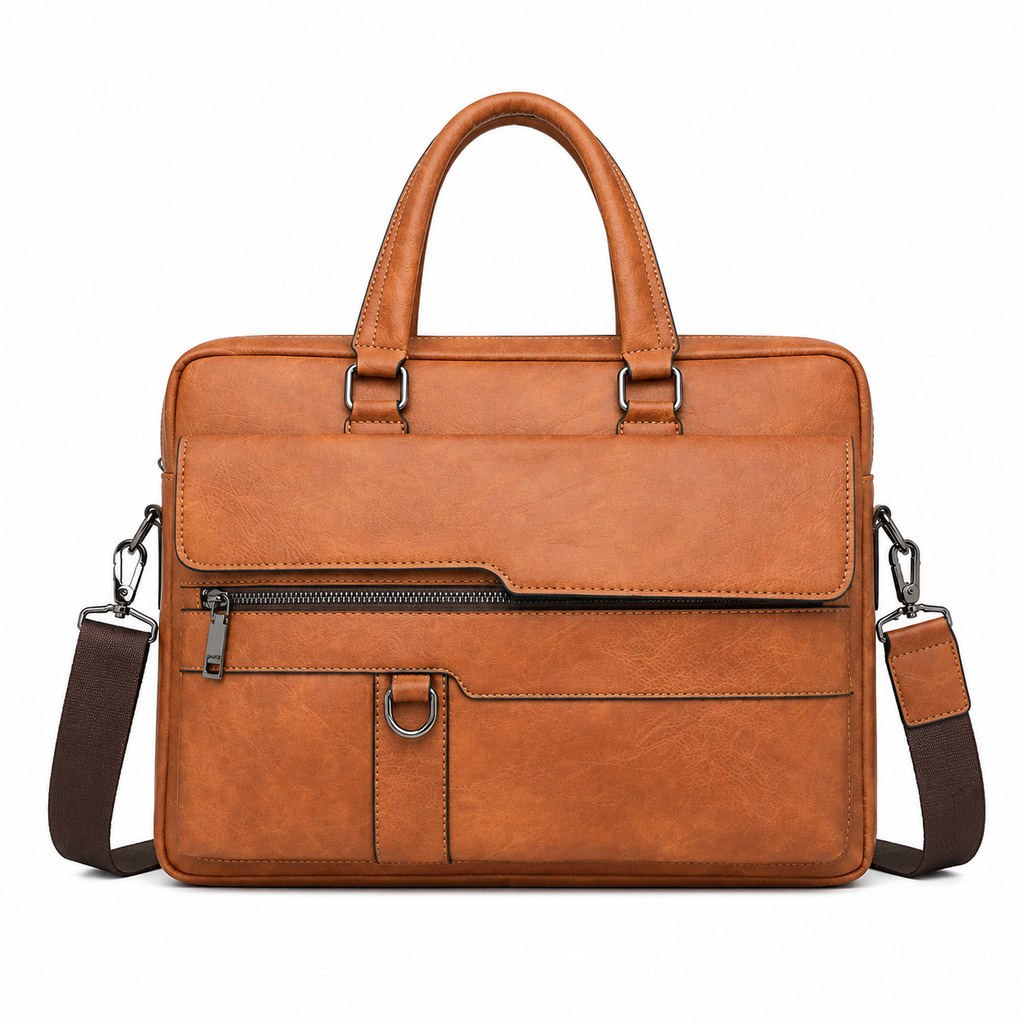 Vintage Business Briefcase i Oljebehandlet Skinn – 16” Laptopveske til Herre