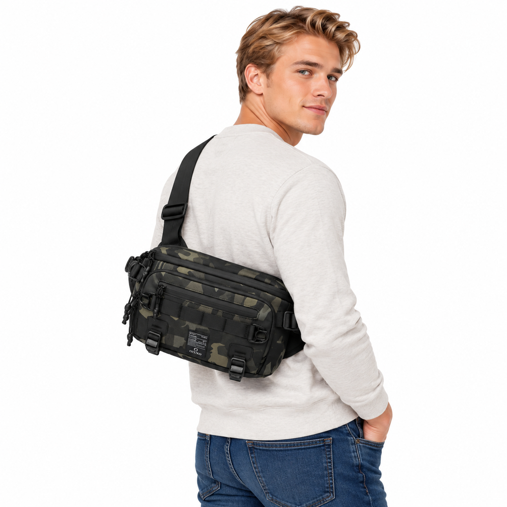 Multifunksjonell midje- og crossbody-veske for menn