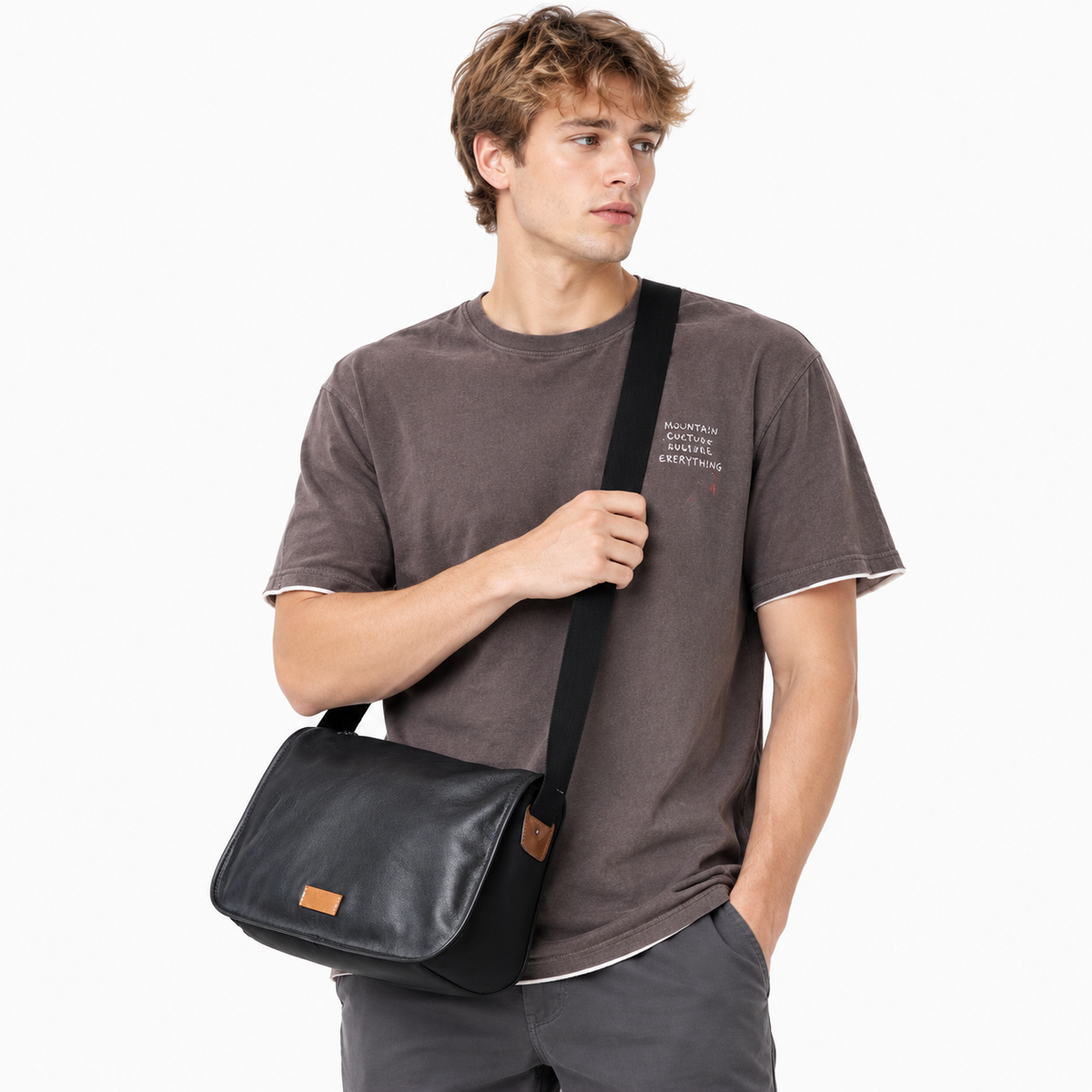 Skulderveske i Ekte Kuskinn for Herre – Crossbody Veske til 11" iPad