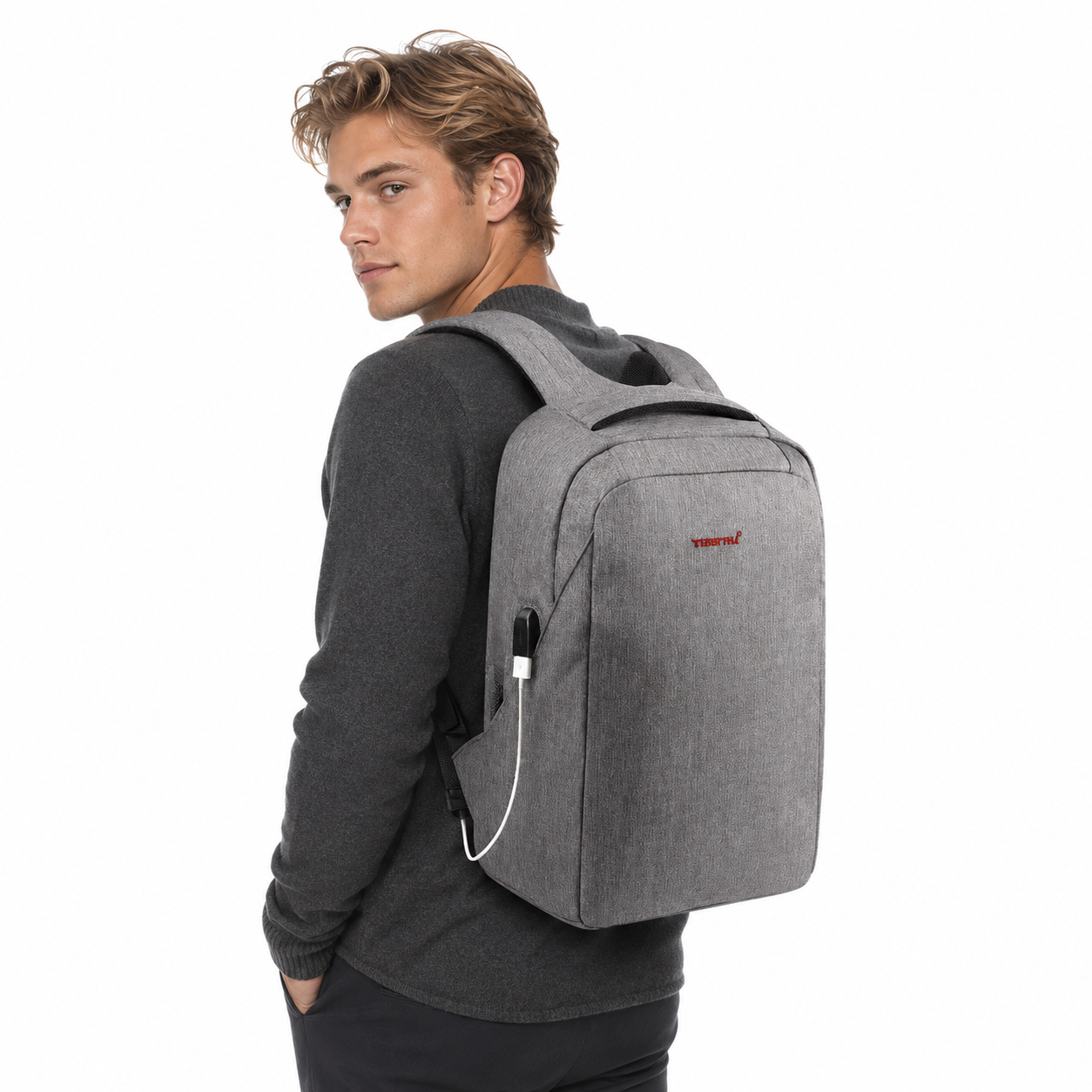 Tyverisikker Laptop Ryggsekk til Herre – 15,6” Ryggsekk med USB-port