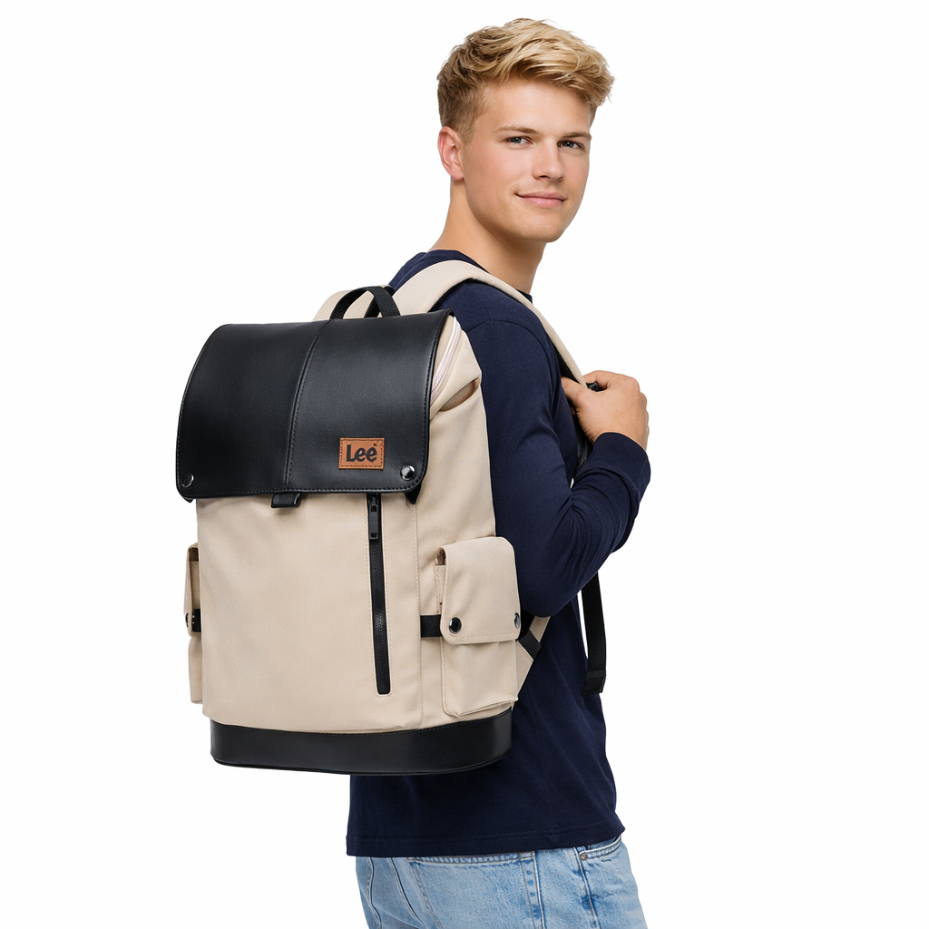 Stilig Flip-Top Ryggsekk i Skinnlook – Stor Kapasitet til Laptop, Jobb, Skole og Reise