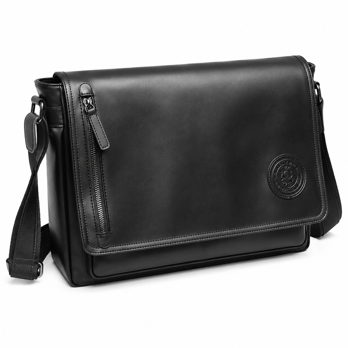 Vintage Messenger Bag for Herre – Romslig Crossbody Skulderveske med Klaff