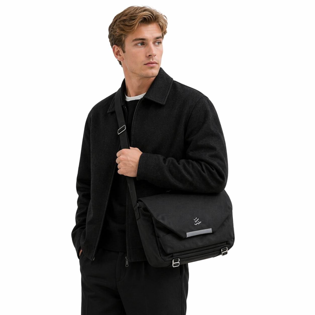 Stor Messenger Bag til Herre – Vanntett Laptopveske med Reflekterende Design