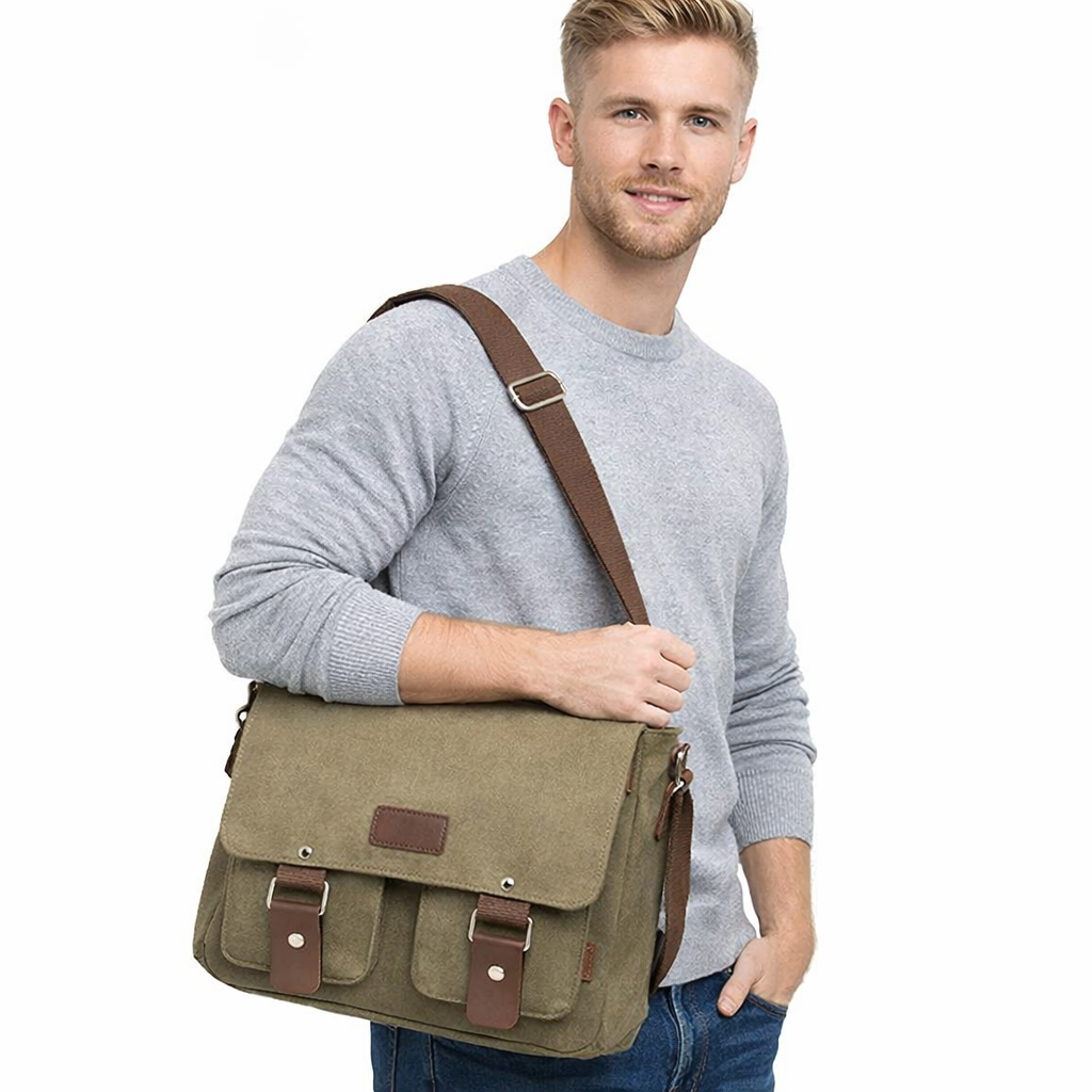 Vintage Canvas Crossbody Veske – Klassisk Messenger Bag for Menn