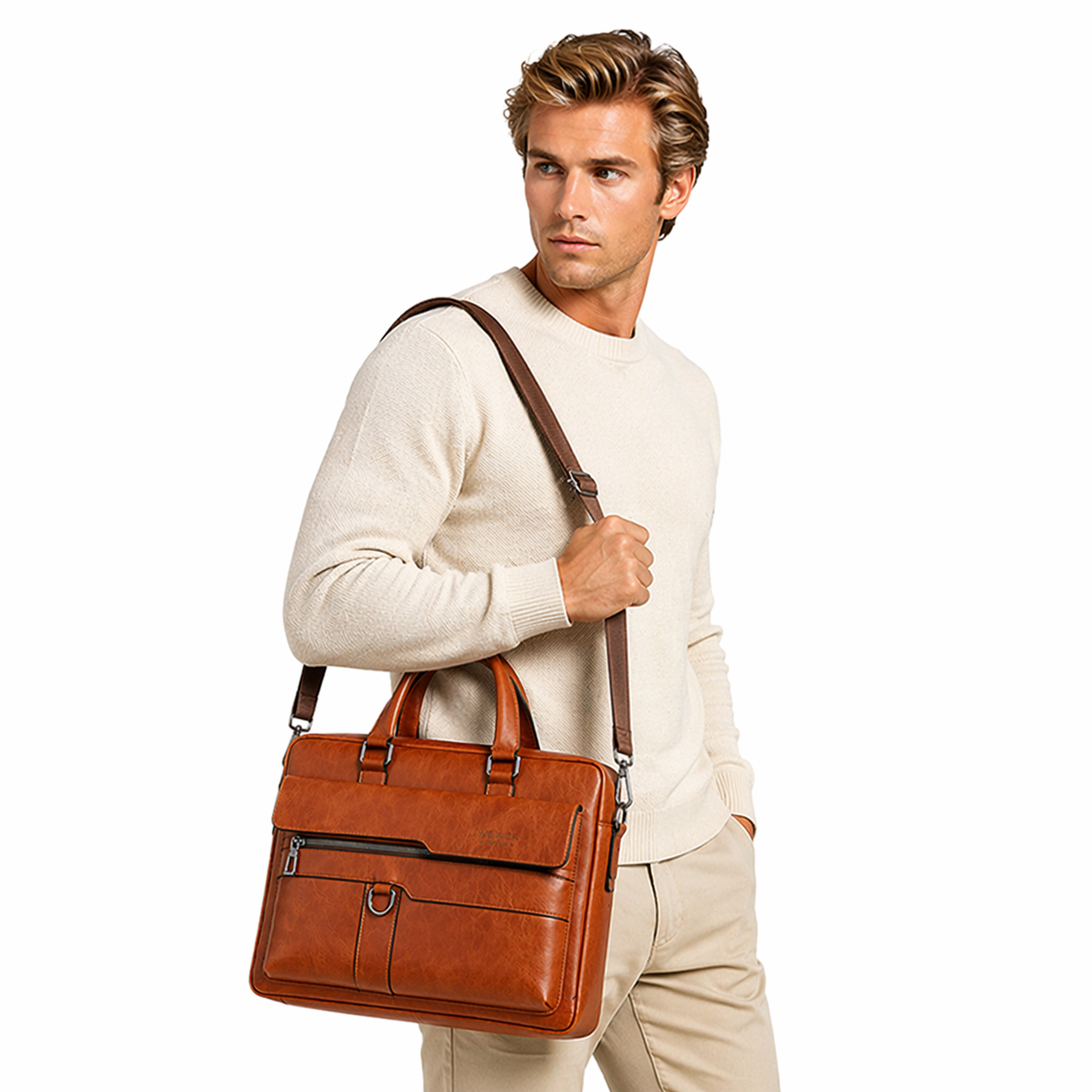 PC-veske til Herre i PU-skinn – Elegant Messenger & Business Bag