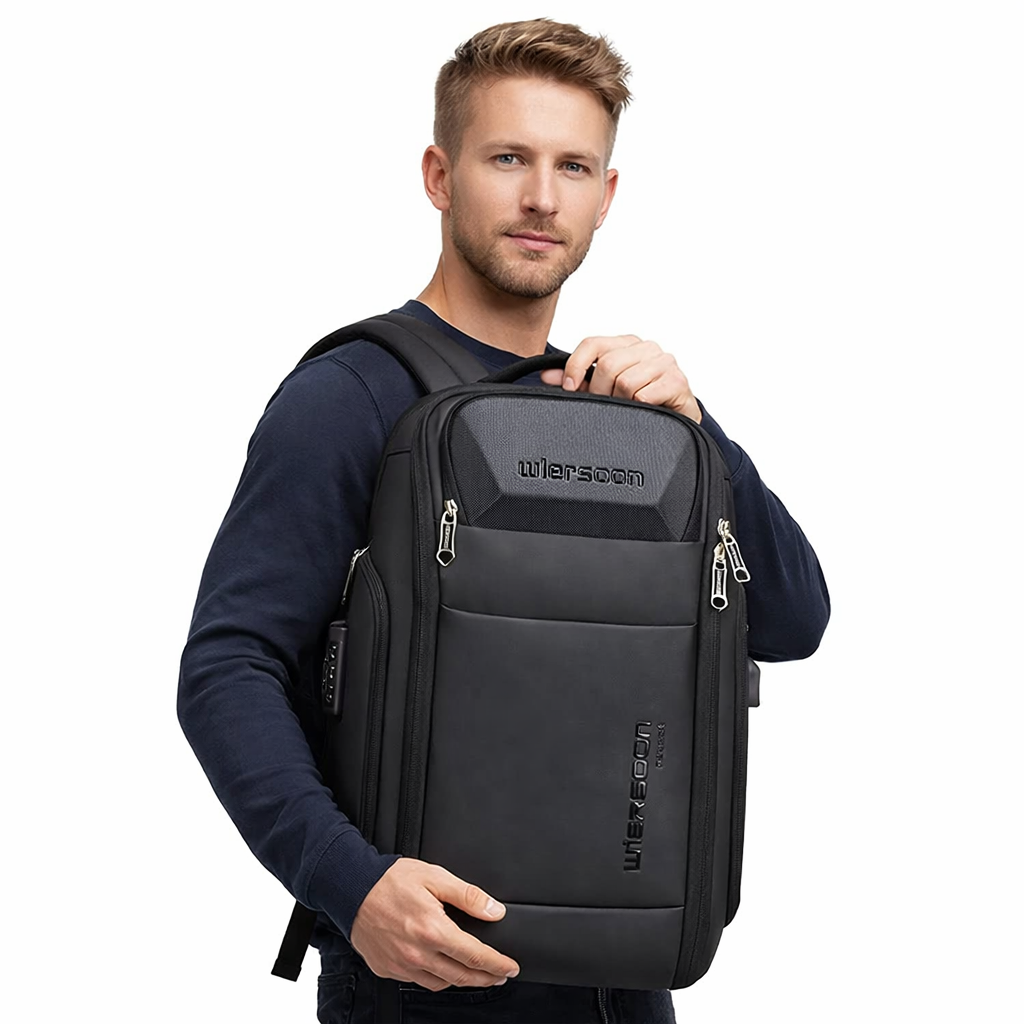 35L Business Ryggsekk med Kodelås – Vanntett Laptopsekk for Reise og Jobb
