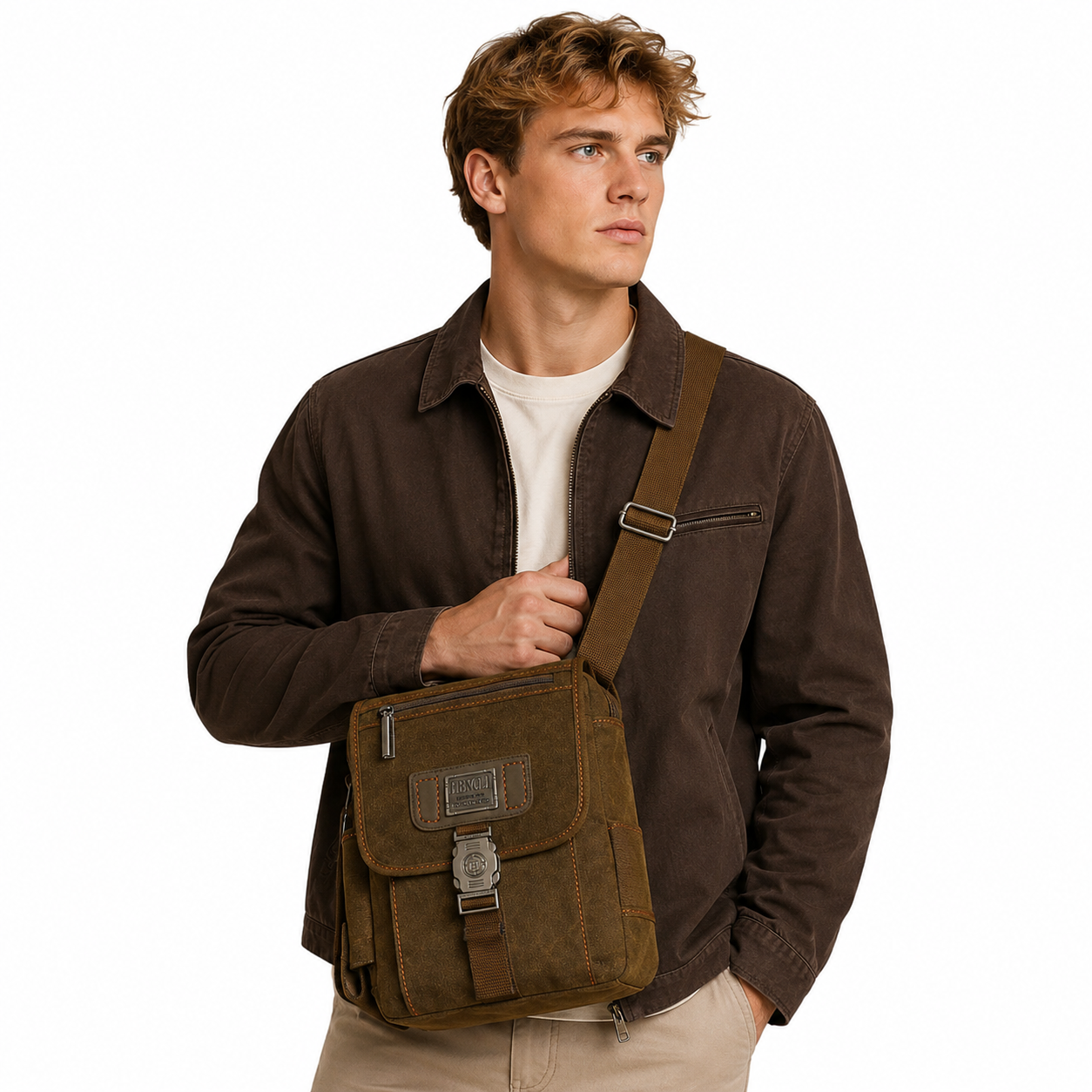 Vintage Canvas Skulderveske til Herre – Casual Crossbody Messenger Bag