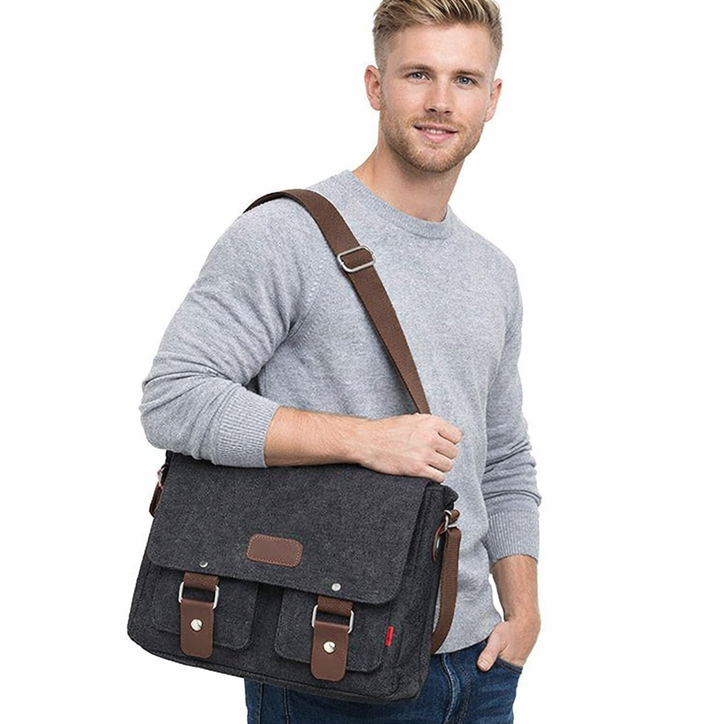 Vintage Canvas Crossbody Veske – Klassisk Messenger Bag for Menn