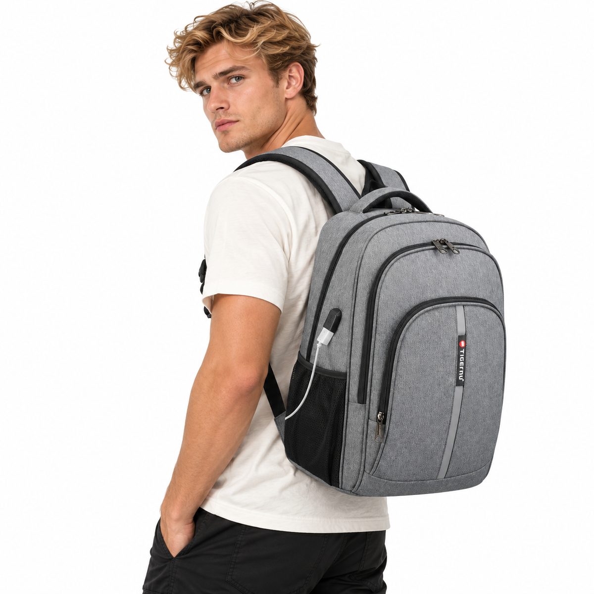 Tyverihemmende laptopryggsekk for menn – 14–15,6 tommer