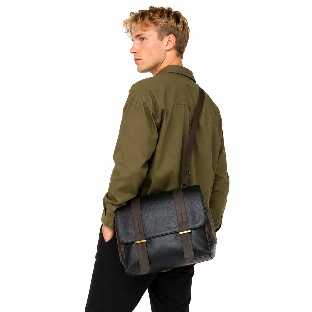 Business Messenger Bag for Herre i PU-skinn – Elegant Crossbody Dokumentveske